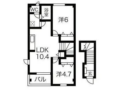 リーフ・アルフォートI(2LDK/2階)の間取り写真