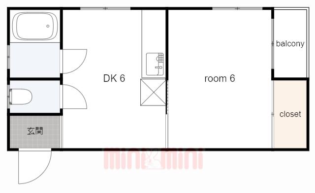 三山マンション(1DK/4階)の間取り写真