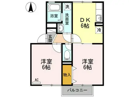 デューク富士見町A棟(2DK/1階)の間取り写真