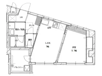 マンションリバーインイースト(1LDK/3階)の間取り写真