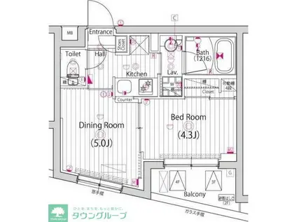 ガーラ上板橋グランドステージ(1DK/4階)の間取り写真