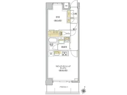 KNOCKS 弥生台 桜テラス(1LDK/4階)の間取り写真