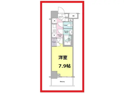 カッシア両国(1K/5階)の間取り写真