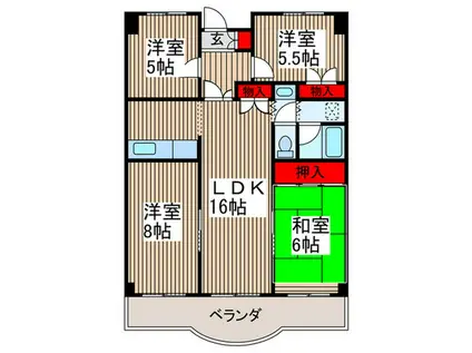 アリコベ-ル上尾B(4LDK/6階)の間取り写真