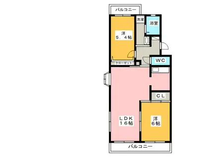 コモド天野(2LDK/1階)の間取り写真
