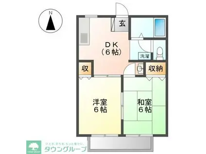 プレミールI(2DK/1階)の間取り写真