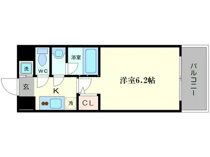 スプランディッド難波I(1K/2階)の間取り写真