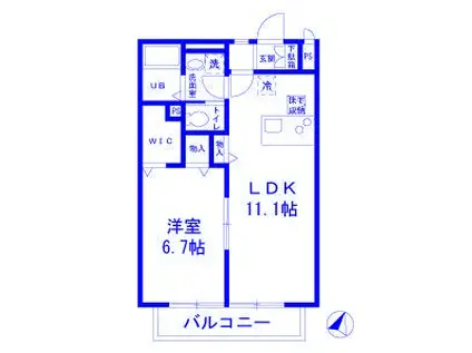 ディアコートA棟(1LDK/1階)の間取り写真