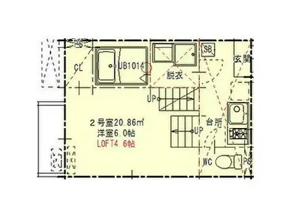 ハーモニーテラス長筬町II(1K/1階)の間取り写真