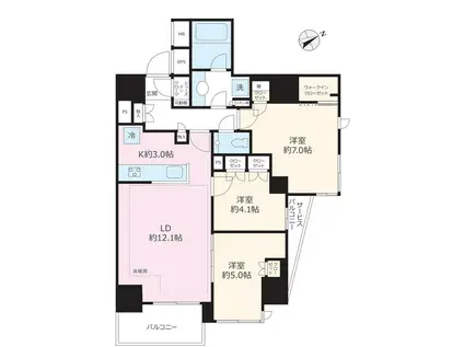 本駒込・白山  南東向き  高層階 3LDK(3LDK/11階)の間取り写真