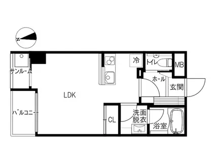 WARD VILLAGE(ワンルーム/8階)の間取り写真
