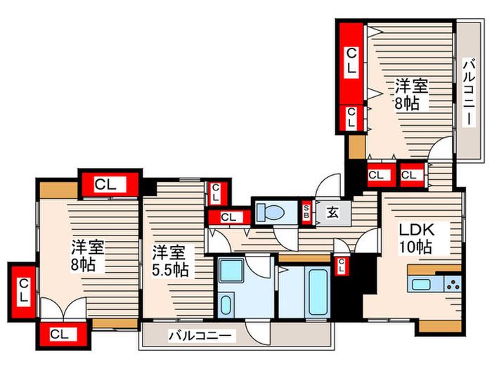 グレースYTパレス(3LDK/5階)の間取り写真