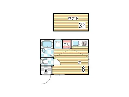 プラネットハイツ兵庫(ワンルーム/2階)の間取り写真