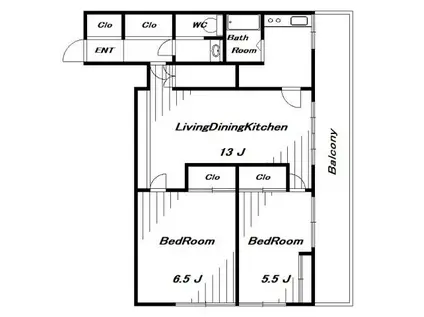 イズミビル(2LDK/5階)の間取り写真