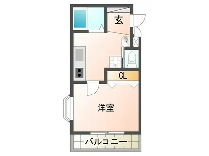 ノースヴィレッジII(1K/3階)の間取り写真