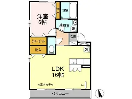 リビングタウン八木田(1LDK/3階)の間取り写真