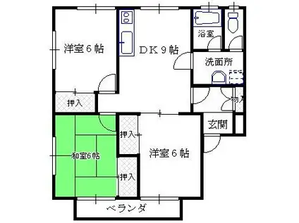 城山グリーンハイツ(3DK/2階)の間取り写真