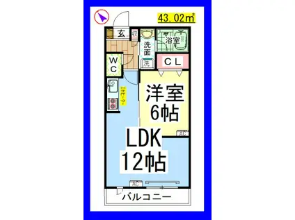 AF イースタンパレス(1LDK/1階)の間取り写真