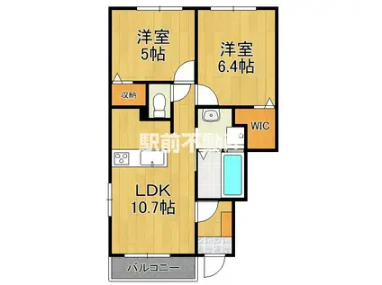 東与賀町下古賀アパート1(2LDK/1階)の間取り写真