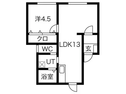 グランクラッセ中の島(1LDK/1階)の間取り写真