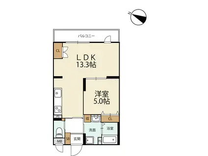 INSIGHT REPOS山科新十条(1LDK/2階)の間取り写真