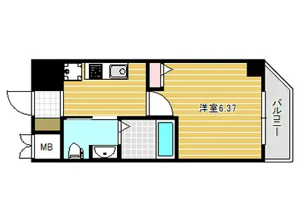 グランパシフィック聖天坂(1K/4階)の間取り写真