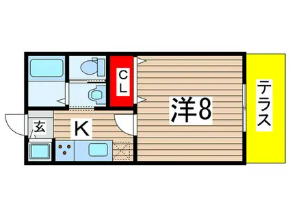 フォレストコート(1K/1階)の間取り写真