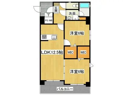 メゾンサンテ(2LDK/3階)の間取り写真