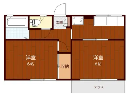 コートビレッジ南宇都宮駅前(2DK/1階)の間取り写真