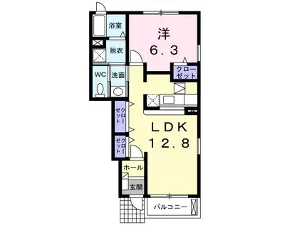 セントラルガーデン(1LDK/1階)の間取り写真