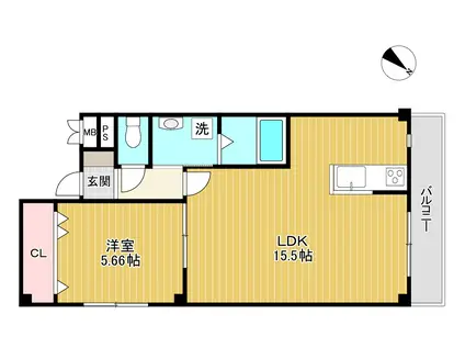 ENDLESSLY 北中振(1LDK/3階)の間取り写真