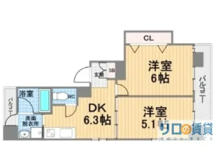 新和ルミエール(2DK/7階)の間取り写真