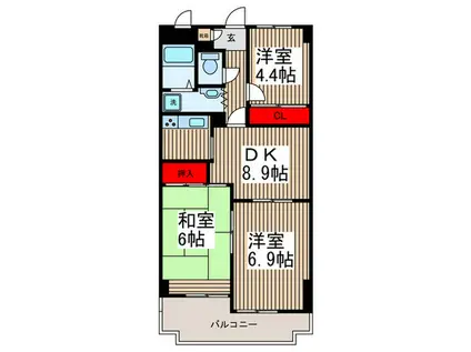 エルシー弍番館(3DK/6階)の間取り写真