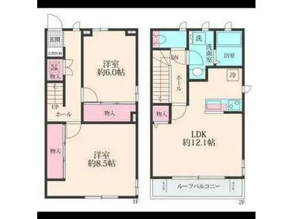 花伝テラス(2LDK/2階)の間取り写真