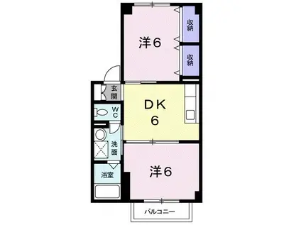 ブルーリオン(2DK/2階)の間取り写真