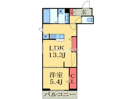 D-ROOM穴川III(1LDK/3階)の間取り写真