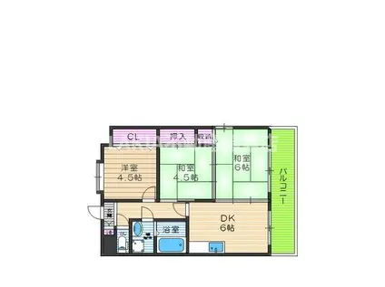 エムテック姫里(2DK/6階)の間取り写真