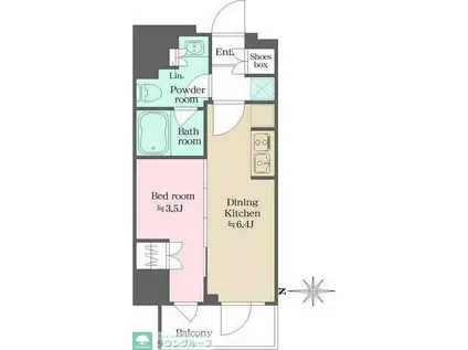 ウエリスアーバン錦糸町(1DK/3階)の間取り写真