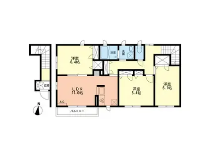 サマンサA(3LDK/2階)の間取り写真