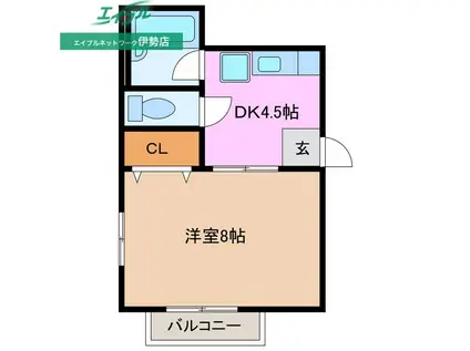 ハイツクラバス(1DK/2階)の間取り写真