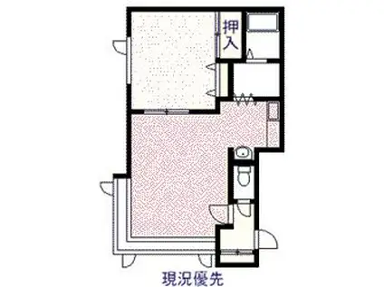 パールハイツ112B棟(1DK/1階)の間取り写真