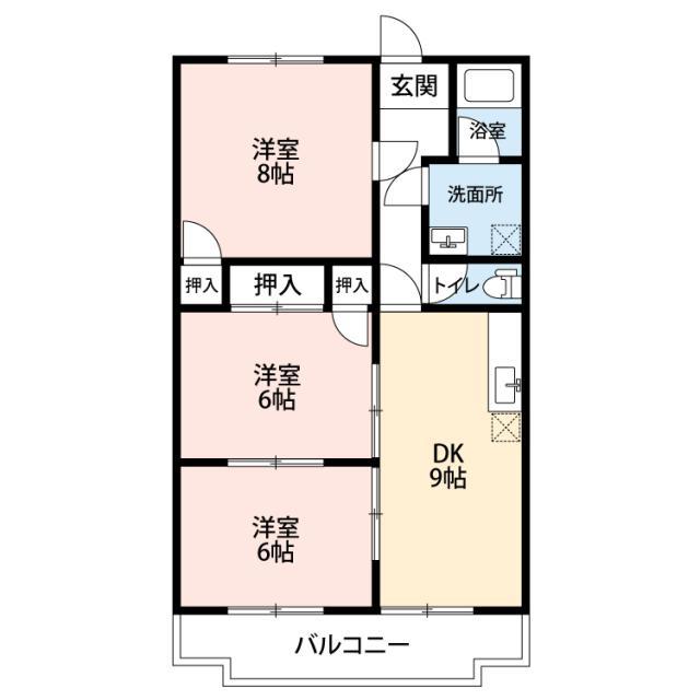 藤塚ハイツ(3DK/4階)の間取り写真