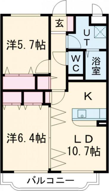 グリーンステージ II(2LDK/1階)の間取り写真