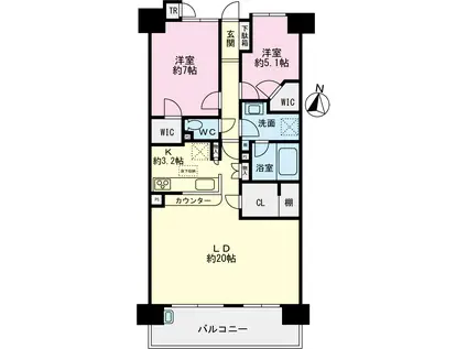 シティ能見台つどいの街六番館(2SLDK/7階)の間取り写真