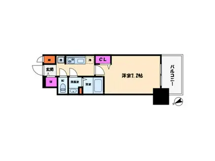 プレサンス大国町ラヴェニール(1K/6階)の間取り写真