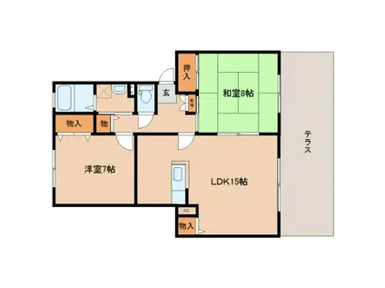 サテライト ミーホA(2LDK/1階)の間取り写真