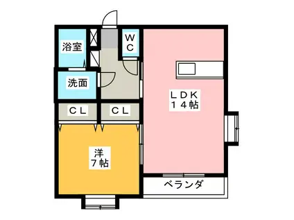 レスコ桃園(1LDK/1階)の間取り写真