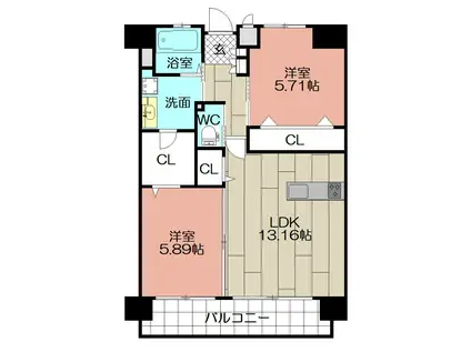 LEGENDTAKAMI(2LDK/7階)の間取り写真