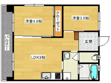 コーポ隅本(2LDK/2階)の間取り写真