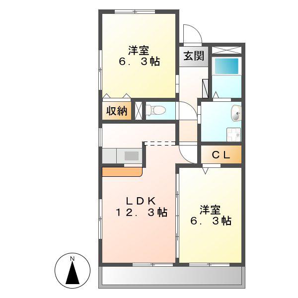 AVENUEIII(2LDK/1階)の間取り写真